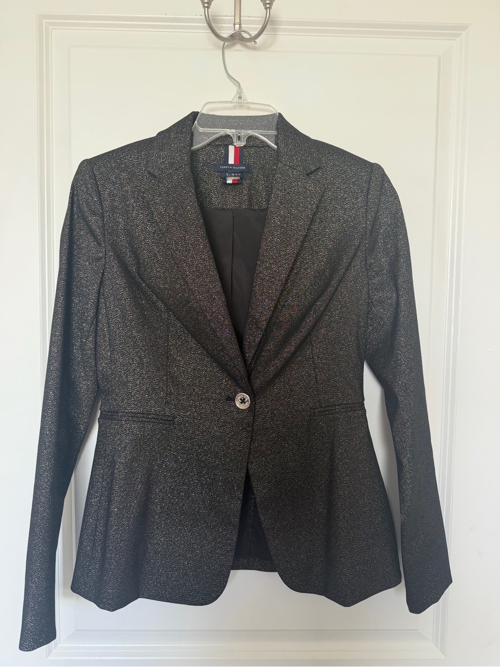 Tommy Hilfiger Women’s Slim Fit Blazer Black 2 One-Button Notch Lined - Glam